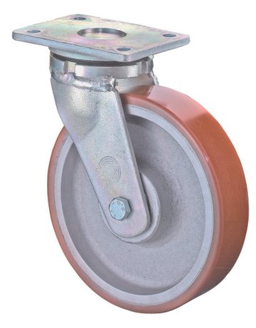 Bild Lenkrolle 200mm RR100.B15Platte, Polyure Guss, KL RR100.C10.200 - BS ROLLEN-0