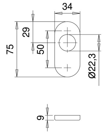 Bild Schlüsselrosette Ares 0811/9403 innen,oval o.No,RZ,9mm,ER - edi-1