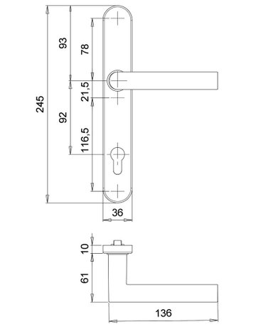 Bild Drückergarnitur Kronos 1085/0035 LS oval ,PZ92/8,ER - edi-2