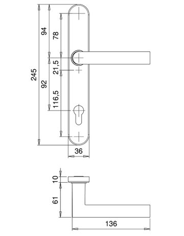 Bild Drückergarnitur Kronos 1085/0035 LS oval ,PZ92/8,ER - edi-3