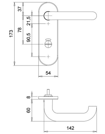 Bild Drückergarnitur Targa/k 5603/7875 KS oval ,WC/SS78/8,TS 40-59,RAL 9005 - edi-2