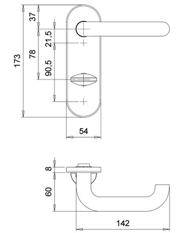Bild Drückergarnitur Targa/k 5603/7875 KS oval ,WC/SS78/8,TS 40-59,RAL 9005 - edi-3