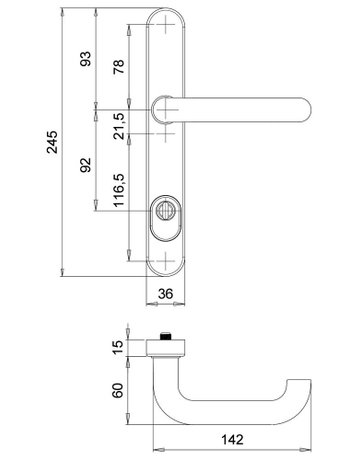 Bild Rahmen-SI-Drückergrt. Kronos 1037/0045 LS,ES1,ZA92/8,F1,TS73-77 - edi-2