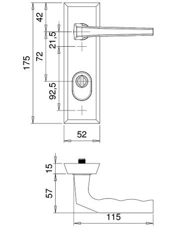 Bild SI-Drückergrt. Alpha 8747 LS eck,15mm,ES1,ZA/PZ 72/8,F1,TS35-45 - edi-1