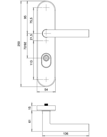 Bild SI-Drückergrt. Logo 8745/9203 LS oval ,15mm,ES1,ZA/PZ 92/10,F1,TS65-75 - edi-1