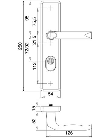 Bild SI-Drückergrt. Juno 8752/7203 LS eck,15mm,ES1,ZA/PZ 72/8,F1,TS35-45 - edi-1