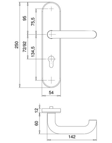 Bild SI-Drückergrt. Lima 8759/7203 LS oval ,12mm,ES0/PZ 72/8,F1,TS35-45 - edi-1