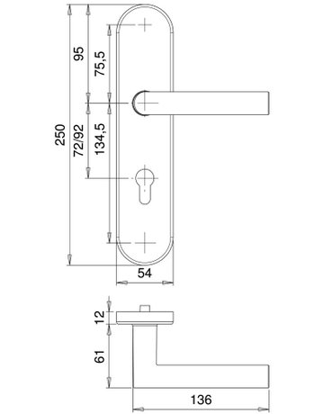 Bild SI-Drückergrt. Lima 8760/7203 LS oval ,12mm,ZA/PZ 72/8,F1,TS35-45 - edi-1