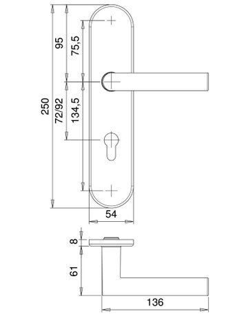 Bild SI-Drückergrt. Lima 8760/7203 LS oval ,12mm,ZA/PZ 72/8,F1,TS35-45 - edi-2