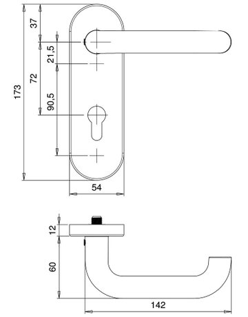 Bild SI-Drückergrt. Logo 8713/7203 KS oval ,12mm,ES1/PZ 72/8,F1,TS35-45 - edi-1