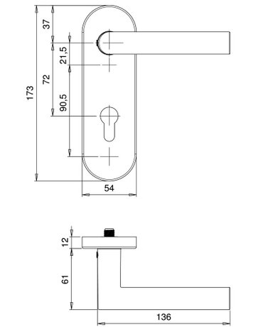 Bild SI-Drückergrt. Logo 8793/7203 KS oval ,12mm/PZ 72/8,F1,TS35-45 - edi-1