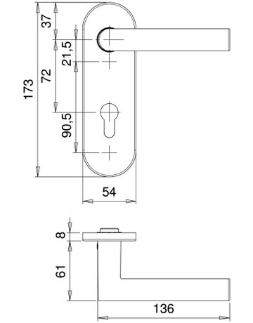 Bild SI-Drückergrt. Logo 8795/7203 KS oval ,15mm,ZA/PZ 72/8,F1,TS35-45 - edi-2