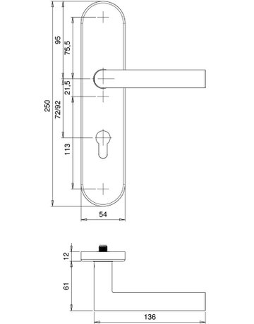 Bild SI-Drückergrt. Logo 8743/7203 LS oval ,12mm,ES1/PZ 72/8,F1,TS35-45 - edi-1
