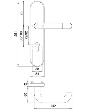 Bild Kombi-Drückergrt. 5721/7203 LS/Ros.,12mm,ES1/PZ72/9,sw,TS35-45 - edi-1