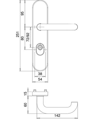 Bild Kombi-Drückergrt. Metis FS 5722/7203 LS/Ros.,15mm,ES1,ZA/PZ 72/9,F1 eloxiert - edi-1