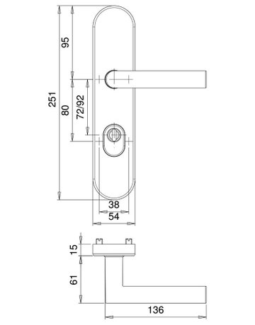 Bild Kombi-Drückergrt. Metis 8742/7203 LS/Ros.,15mm,ES1,ZA/PZ 72/8,ER matt - edi-1