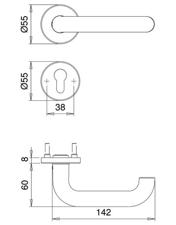 Bild Kombi-Wechselgrt. Metis FS 5721/0272 LS/Ros.,12mm,ES1/PZ 72/9,F1 eloxiert - edi-2