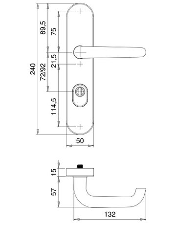 Bild SI-Drückergrt. Rombus 8663/9203 LS oval ,10mm,ES1,ZA/PZ 92/10,F1,TS65-75 - edi-1