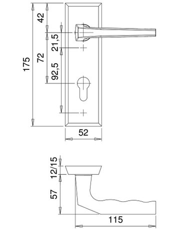 Bild SI-Drückergrt. Rondo 8638 KS eck,12mm,ES0/PZ 72/8,F1,TS35-45 - edi-1