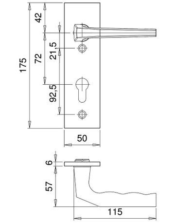 Bild SI-Drückergrt. Rondo 8638 KS eck,12mm,ES0/PZ 72/8,F1,TS35-45 - edi-2