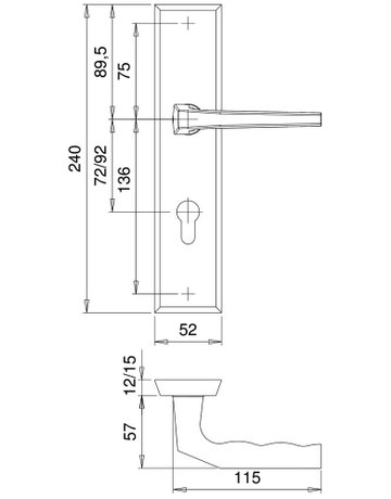 Bild SI-Drückergrt. Rondo 8636 LS eck,12mm,ES0/PZ 92/10,F1,TS65-75 - edi-1