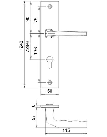 Bild SI-Drückergrt. Rondo 8636 LS eck,12mm,ES0/PZ 92/10,F1,TS65-75 - edi-2