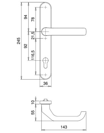 Bild Drückergarnitur Kronos 1205/0035 LS oval ,PZ92/8,F9 - edi-2