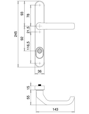 Bild Rahmen-SI-Drückergrt. Kronos 1205/0045 LS,ZA92/8,F1 - edi-2