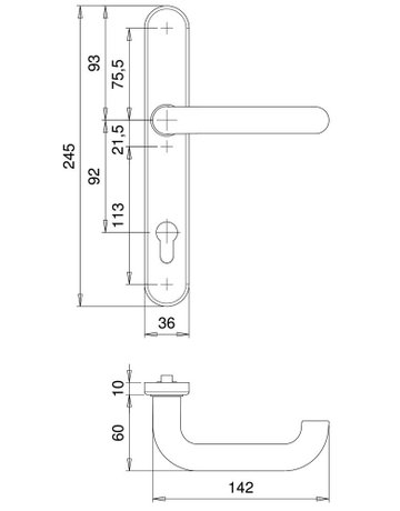 Bild Drückergarnitur Kronos 1030/0035 LS oval ,PZ92/8,ER - edi-2