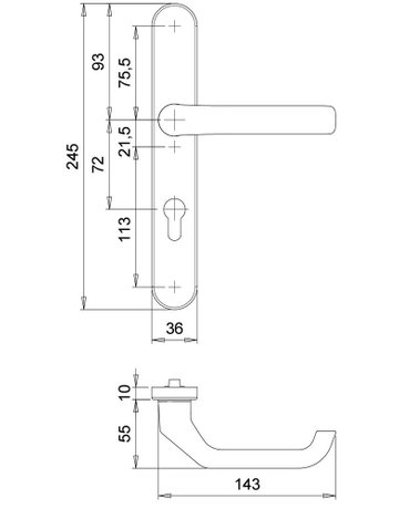 Bild Drückergarnitur Kronos 1200/0635 LS oval ,PZ72/8,F9 - edi-2