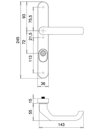 Bild Rahmen-SI-Drückergrt. Kronos 1200/0645 LS oval ,15mm,ZA/PZ 72/8,F9 - edi-2