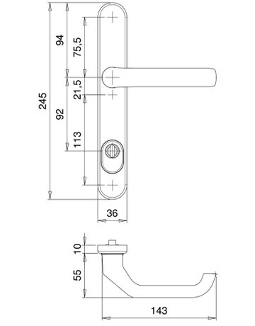 Bild Rahmen-SI-Drückergrt. Kronos 1201/0046 LS oval ,10mm,ZA/PZ 92/9,ER - edi-2