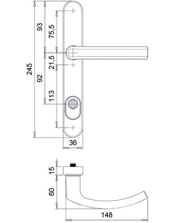 Bild Rahmen-SI-Drückergrt. Kronos 2000/0045 LS oval ,15mm,ZA/PZ 92/8,d.br. - edi-2