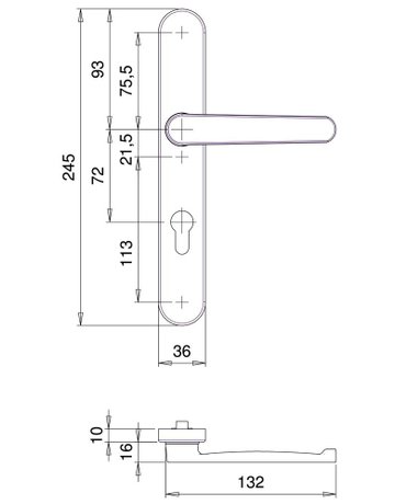 Bild Drückergarnitur Kronos 1200/9635 LS oval ,PZ72/8,F1 - edi-2
