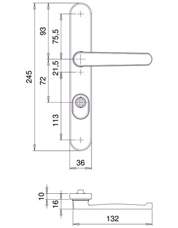 Bild Rahmen-SI-Drückergrt. Kronos 1200/9645 LS oval ,10mm,ZA/PZ 72/8,ER - edi-2