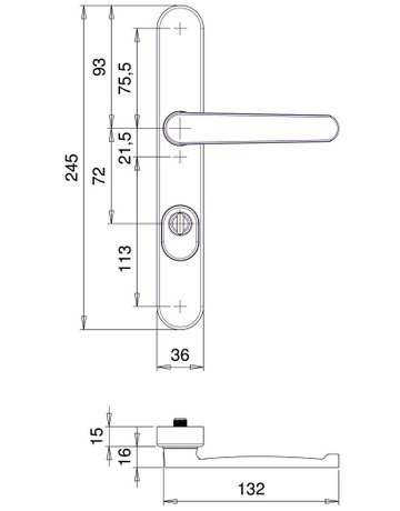 Bild Rahmen-SI-Drückergrt. Kronos 1200/9645 LS oval ,15mm,ZA/PZ 72/8,F1 - edi-2