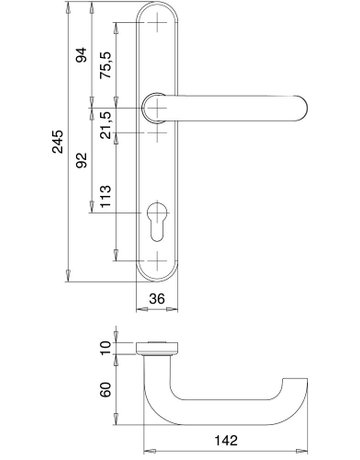Bild Drückergarnitur Kronos 1030/0035 LS oval ,PZ92/8,ER - edi-3
