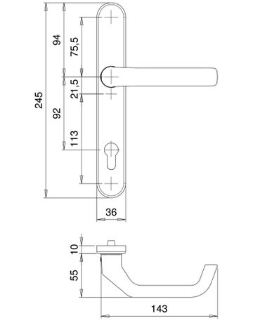 Bild Drückergarnitur Kronos 1201/0036 LS oval ,PZ92/9,F9016 - edi-3