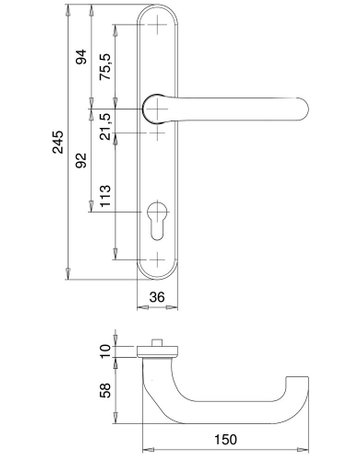 Bild Drückergarnitur Kronos 1301/0036 LS oval ,PZ92/9,ER - edi-3