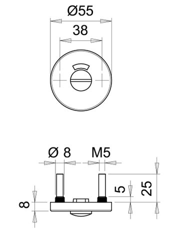 Bild Schlüsselrosettenpaar 1057 rund,WC/SS, 8mm,TS 38-48,ER - edi-1