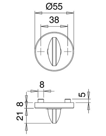Bild Schlüsselrosettenpaar 1057 rund,WC/SS, 8mm,TS 38-48,ER - edi-2