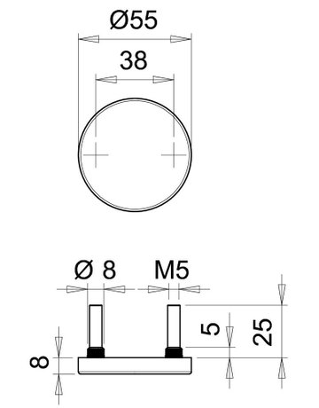 Bild FH Schlüsselrosettenpaar 1058 rund,BL,8mm,TS 40-65,F1 - edi-1
