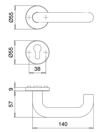Bild FH Drückergarnitur 1415 Rosette rd,PZ,9,tiefschw.,TS40-66 - edi-1