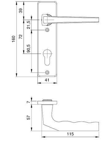 Bild Drückergarnitur 1700 KS eck,PZ72/8,F1,TS 35-45,o. Nr. - edi-1