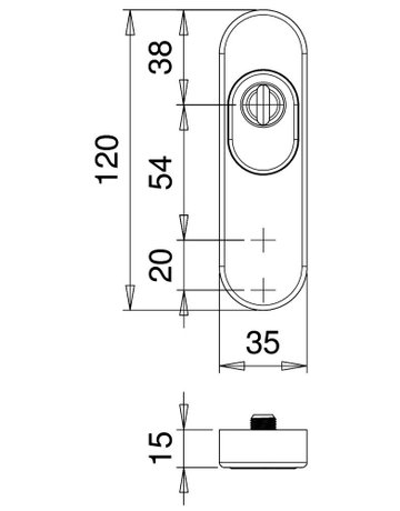 Bild Schutzrosette 8900/2 oval ,15mm,ES0,ZA/PZ,F1 eloxiert ,TS68-75 - edi-1