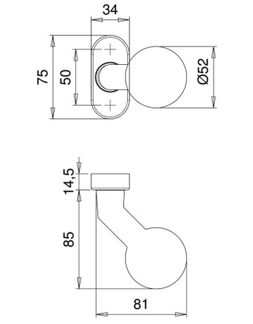 Bild Knopf Ares 2033/4010 Rosette oval ,drehb.,8,tiefschw.,o.No - edi-1