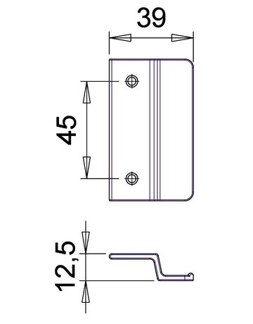 Bild Ziehgriff,ohne Steg,65mm,Aluminium 9510,silberfarbig eloxiert - edi-1