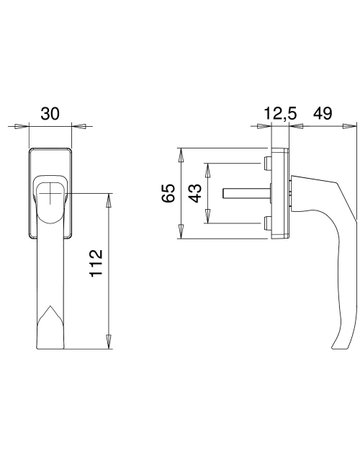 Bild Fenstergriff Mimas 1003/1035 Stand.,eck,7/35,F1 - edi-1
