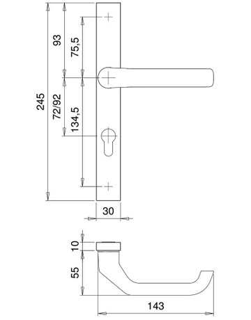 Bild Drückergarnitur PAN 2320/9203 LS eck,PZ92/8,F9016,TS 68-75,o. Nr. - edi-2