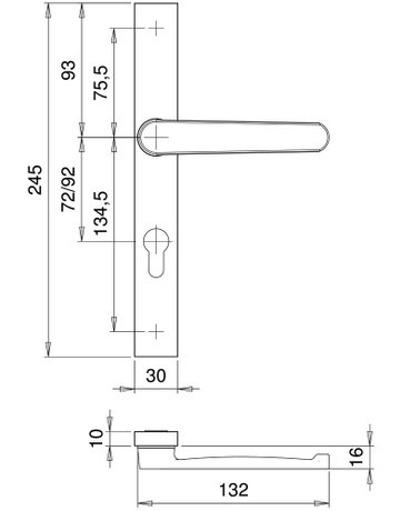Bild Drückergarnitur PAN 2320/9000 LS eck,PZ92/8,F1,TS 68-75,o. Nr. - edi-2
